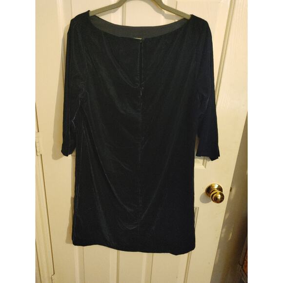 Banana Republic Dress Velour Navy Blue 3/4 Sleeve Sz 12 Lined NWT - Picture 2 of 6